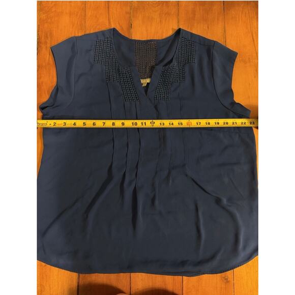 Daniel Rainn Women's Lace Detail Cap Sleeve Cobalt Blue Top Blouse SZ XL - Picture 5 of 6